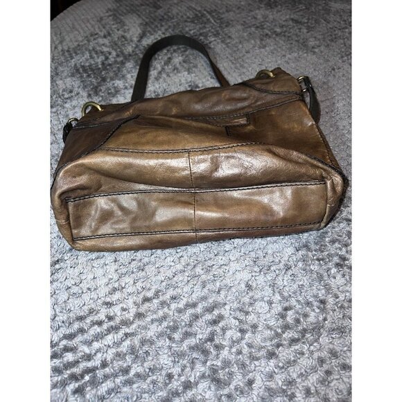 FOSSIL Brown Distressed Leather Large Crossbody Folding Handbag - Picture 10 of 16